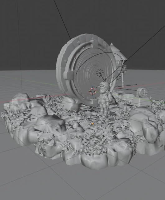 Dream gate island as untextured clay in Blender